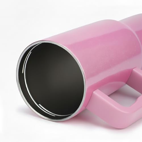 House of Quirk 1200ML Stainless Steel Tumbler with Handle & Lid, 2 Straws – Large Travel Mug Water Cup for Gym, Office & Outdoor Use (Shiny Baby Pink) - Image 4