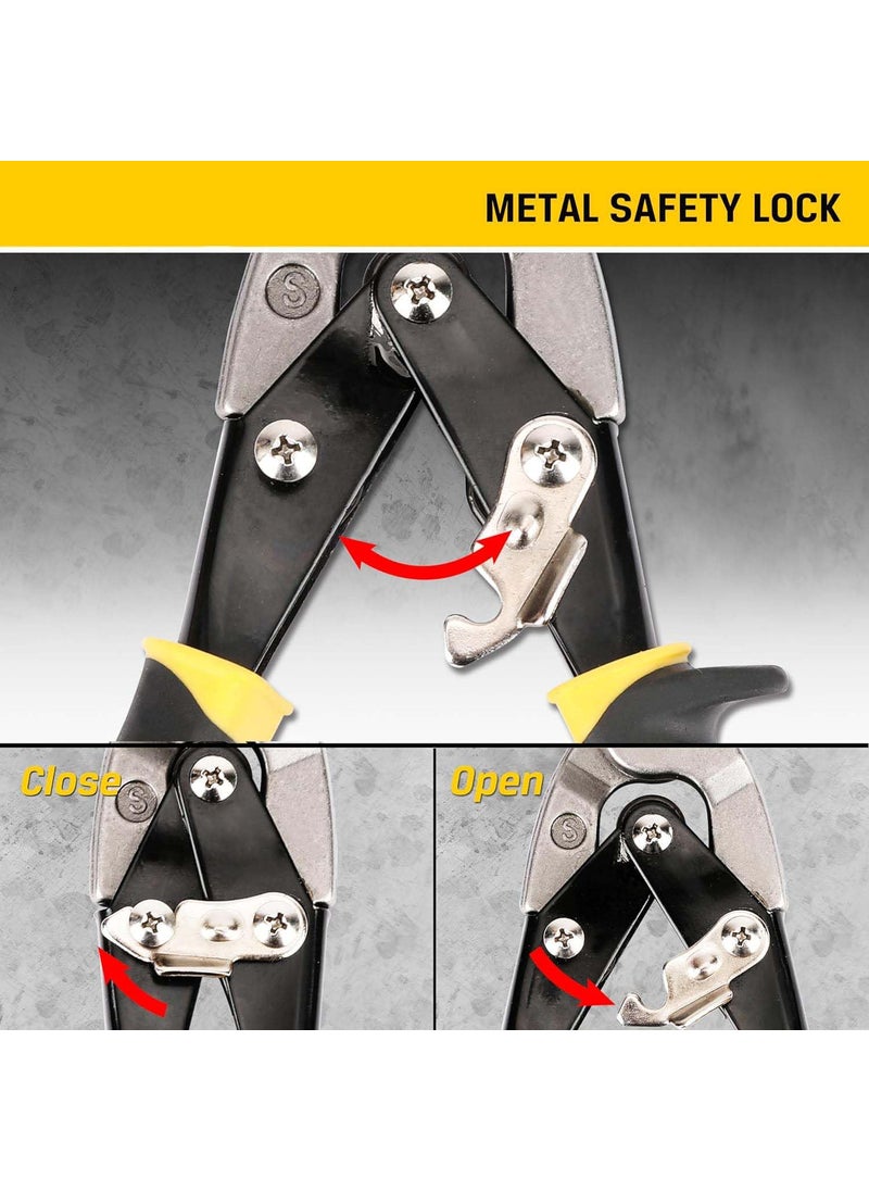 UPTODATETOOLS UPTODATETOOLS 3 pc Aviation Tin Snips Set Metal Cutter Shear for Cut Sheet Metal Chrome Vanadium Steel Straight Left and Right  - Image 3