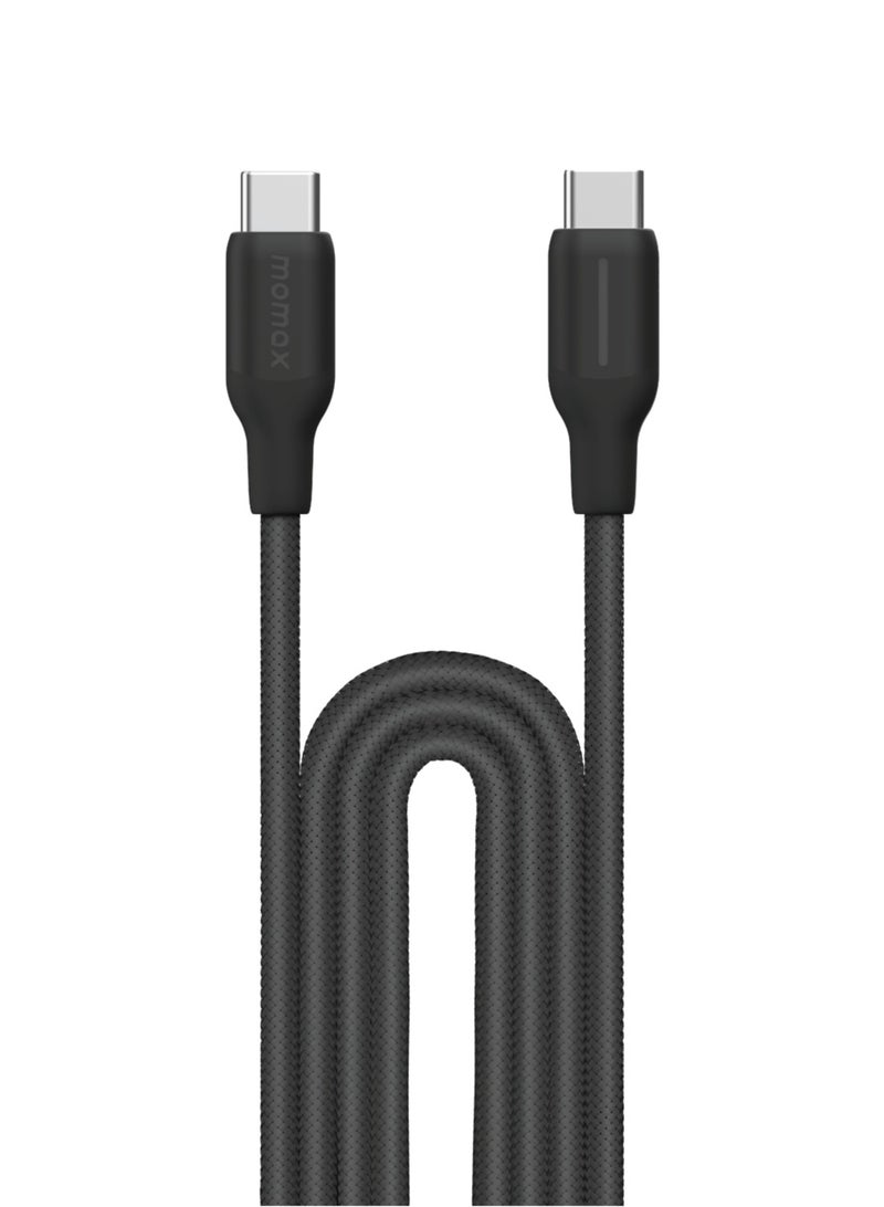 Momax Flow 100W USB-C to USB-C 2m Braided Cable, Fast Charging, and Data Transfer, Black - Image 1