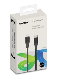 Momax Momax Flow 100W USB-C to USB-C 2m Braided Cable, Fast Charging, and Data Transfer, Black  - Image 4