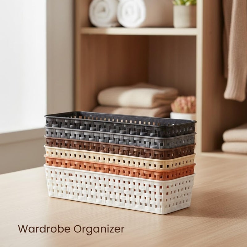 Oblivion Plastic Multipurpose Desk Organizer Tray Office Drawer Dividers Storage Bins for Kitchen, Bathroom, Office, Makeup, Bedroom Dresser, Craft Basket Rack Multicolour (12 pcs set) - Image 2