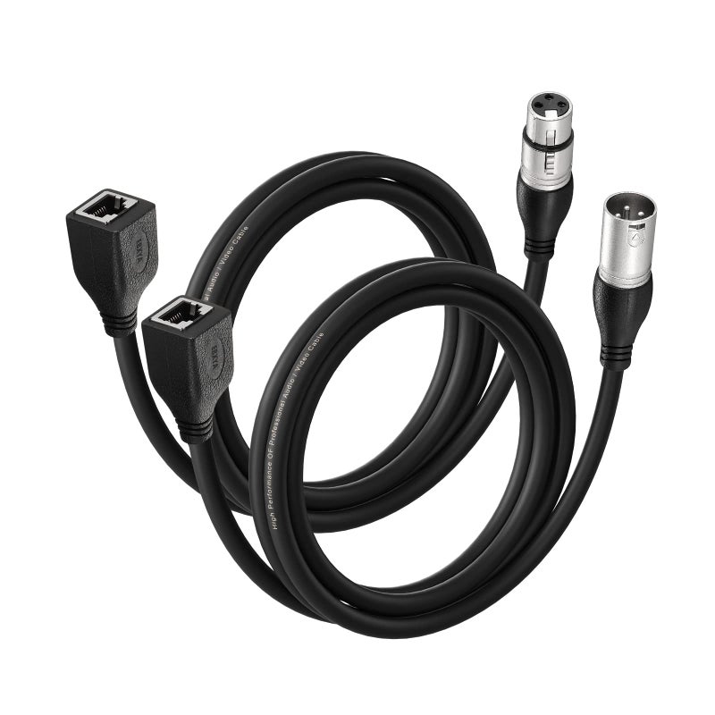 EBXYA 3 Pin XLR to RJ45 Cable Set - RJ45 to (1) Male & (1) Female XLR DMX Cable, XLR Audio Cable for Stage and Recording Studio 1 Pair (1m/3ft) - Image 1