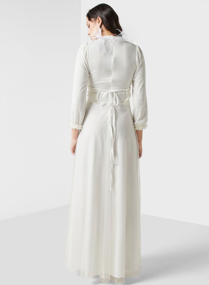 Khizana Feather Trim Maxi Dress - Image 2