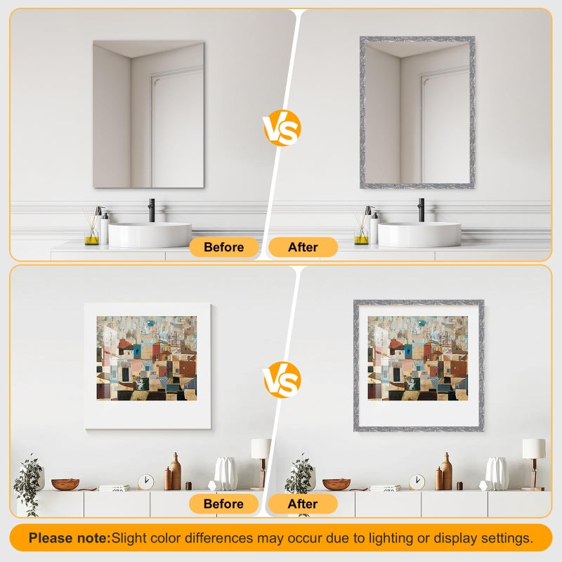 HOHNNYREET 16.4FT x 1.02'' Silver Peel and Stick Crown Molding Trim â€“ Flexible Mirror Trim Peel and Stick, Self-Adhesive Decorative Edge for Frames & Cabinets - Image 4