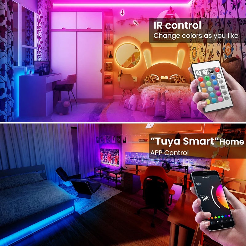 TJOY 50ft Smart Led Strip Lights for Bedroom, Alexa Led Light Strip,5050 RGB Color Changing Music Sync Led Lights Strip with App Remote,Multi-Color Wireless Led Lights for Bedroom (APP+Remote+Voice) - Image 4