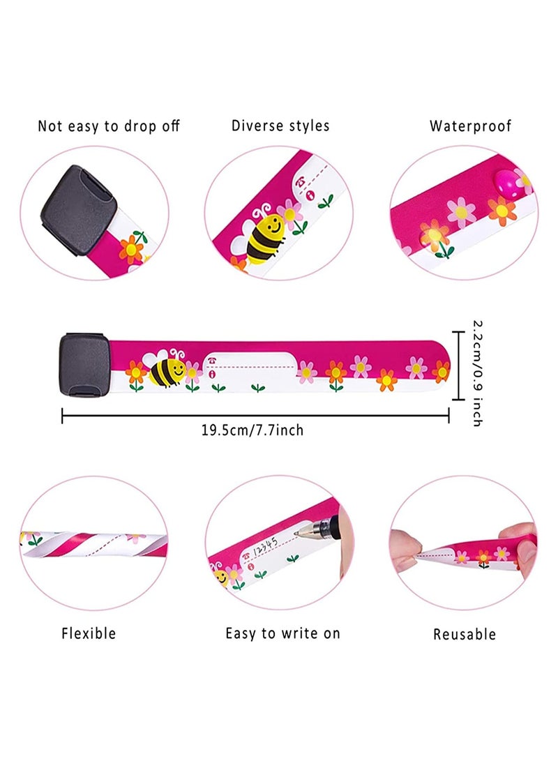 SYOSI 14 Pieces Child Safety ID Wristband Cartoon Pattern Adjustable Waterproof Bracelet Reusable Boys and Girls Outdoor Activities Anti-Lost Identification Bracelet Information Band  - Image 3