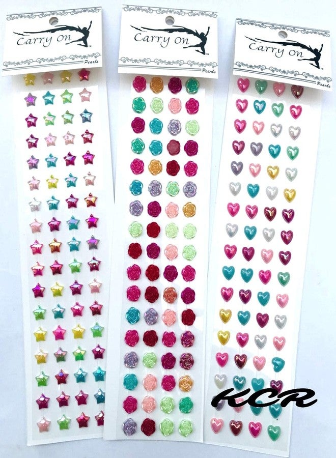 KCR Multicolour Crystal Star, Heart & Flower Shape Self Adhesive Stickers for Kids, Girls for Art & Craft (Set of 3) - Image 2