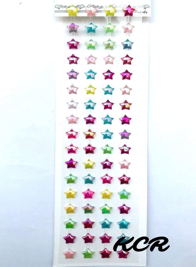 KCR Multicolour Crystal Star, Heart & Flower Shape Self Adhesive Stickers for Kids, Girls for Art & Craft (Set of 3) - Image 5