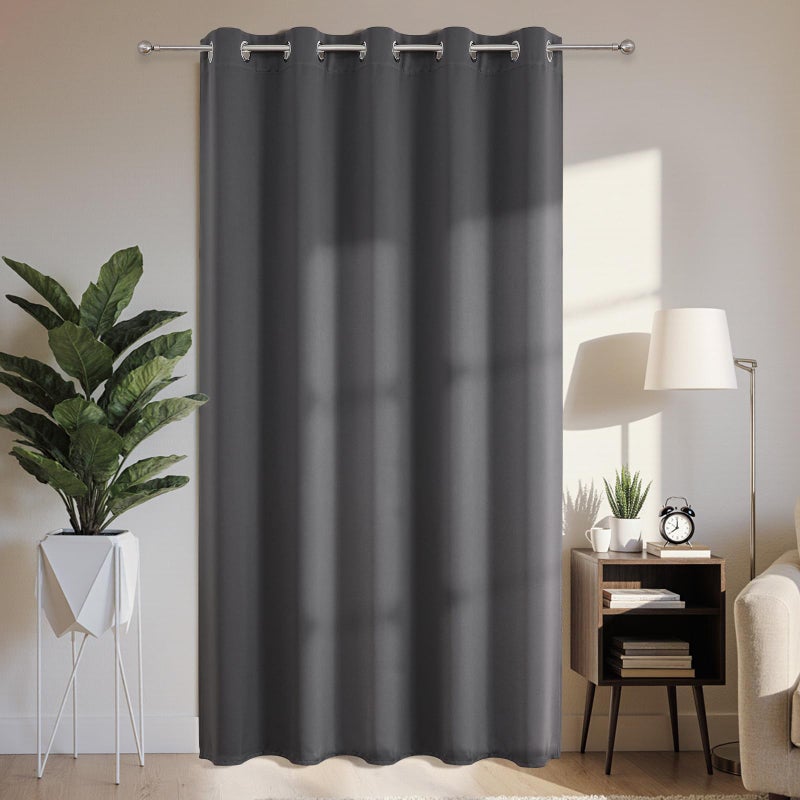 Joydeco Blackout Patio Sliding Door Curtains 84 Inches Long Grommet Privacy Room Divider Curtains Extra Wide Thermal Blackout Drapes for Bedroom Living Room Grey 70Wx84L 1 Panel