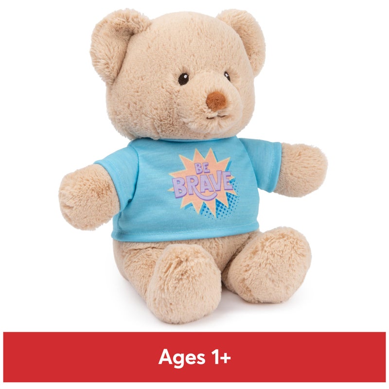 GUND Gund Be Brave  Sustainable Message Bear with Blue T-Shirt  Teddy Bear Made from 100% Recycled Materials for Ages 1 and Up  Tan  12  - Image 5