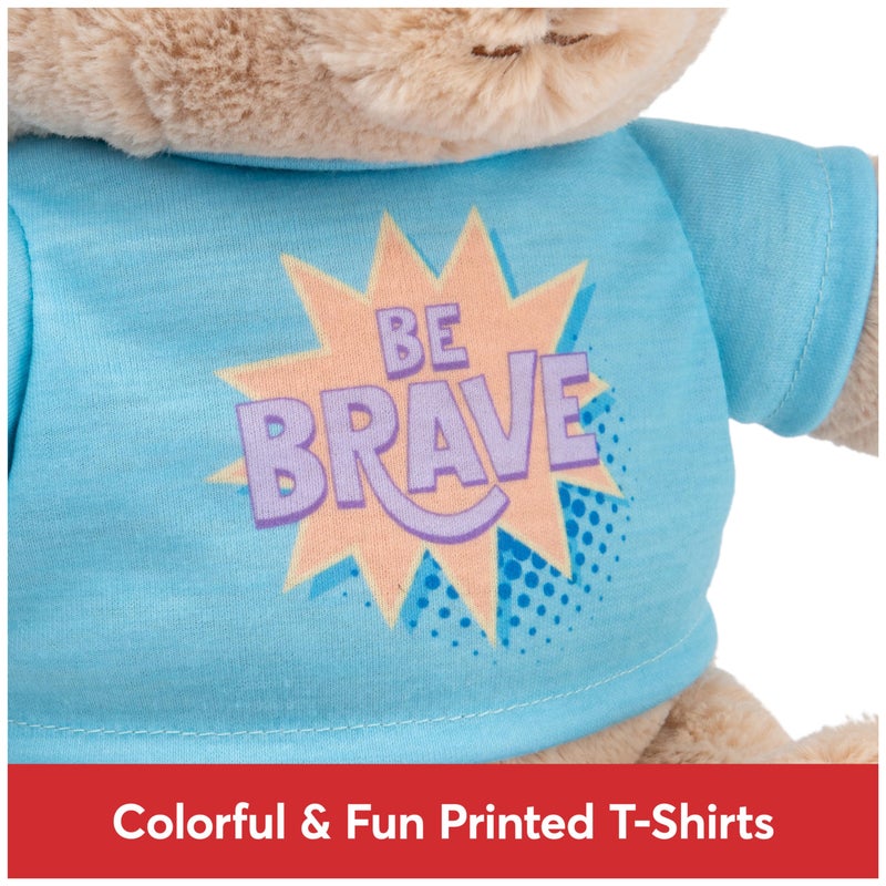GUND Gund Be Brave  Sustainable Message Bear with Blue T-Shirt  Teddy Bear Made from 100% Recycled Materials for Ages 1 and Up  Tan  12  - Image 3