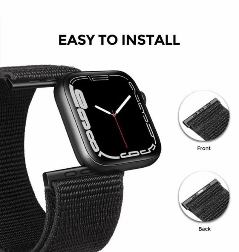 Watch Nylon Loop Band Compatible with Apple Watch 42mm 44mm 45mm 46mm 49mm, Soft Woven Sport Strap, Adjustable Replacement Wristband for Apple Watch Series Ultra / SE / Series 1–9- Blue - Image 5