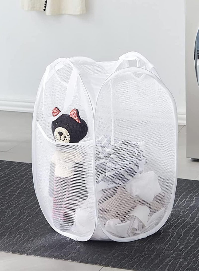 راكسوم سلة غسيل شبكية قابلة للطي - حل تخزين - سلة مدمجة - حقيبة شبكية قابلة للطي - سلة غسيل - سلة غسيل قابلة للطي (أبيض عمودي) - Image 1