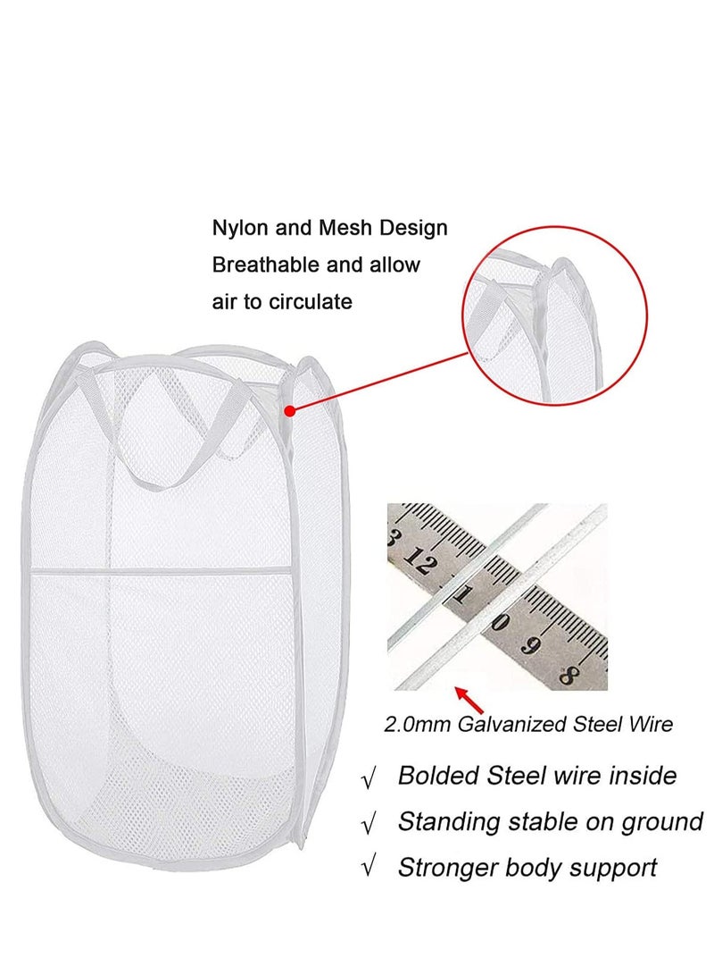 راكسوم سلة غسيل شبكية قابلة للطي - حل تخزين - سلة مدمجة - حقيبة شبكية قابلة للطي - سلة غسيل - سلة غسيل قابلة للطي (أبيض عمودي) - Image 3