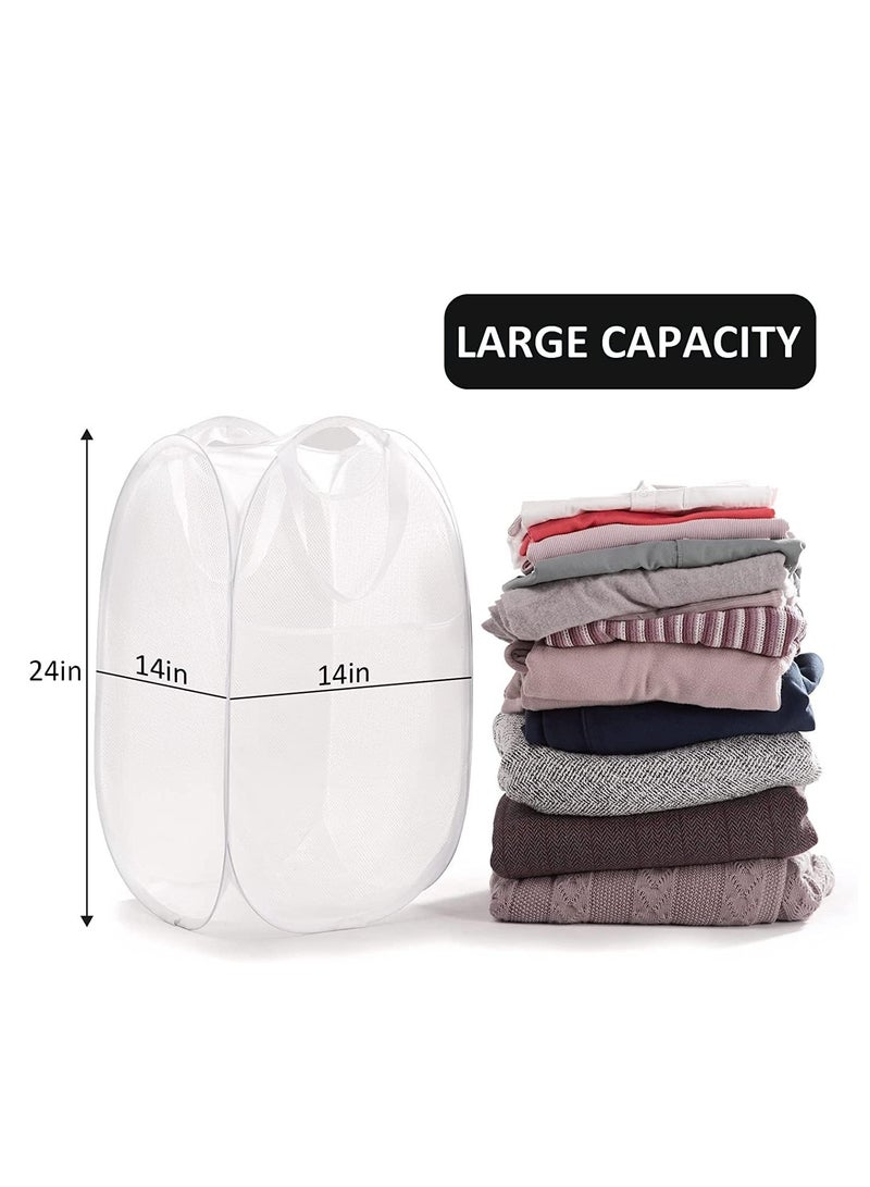 راكسوم سلة غسيل شبكية قابلة للطي - حل تخزين - سلة مدمجة - حقيبة شبكية قابلة للطي - سلة غسيل - سلة غسيل قابلة للطي (أبيض عمودي) - Image 2