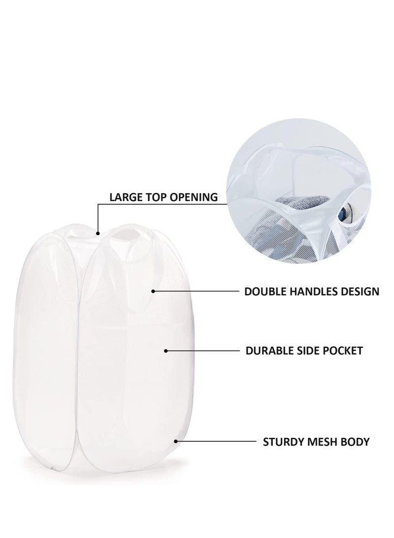 راكسوم سلة غسيل شبكية قابلة للطي - حل تخزين - سلة مدمجة - حقيبة شبكية قابلة للطي - سلة غسيل - سلة غسيل قابلة للطي (أبيض عمودي) - Image 4