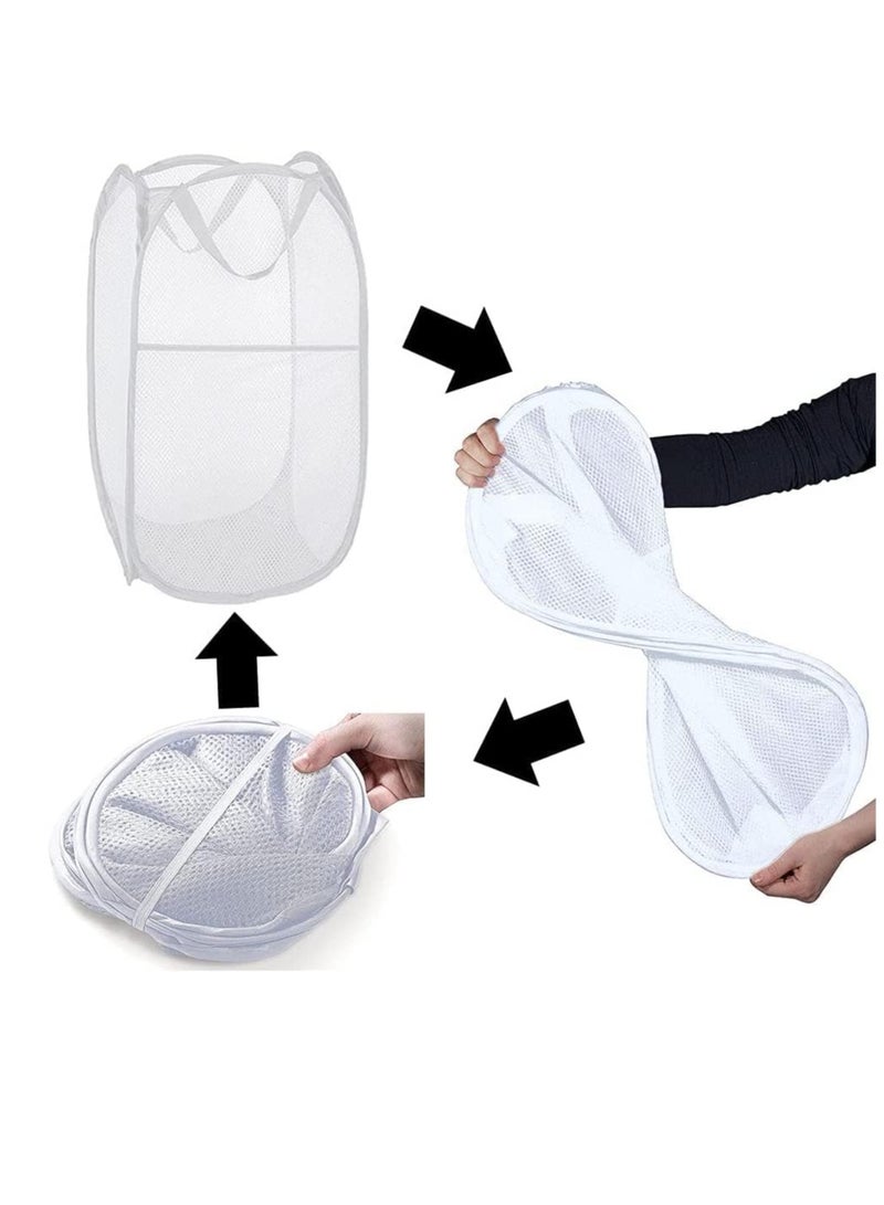 راكسوم سلة غسيل شبكية قابلة للطي - حل تخزين - سلة مدمجة - حقيبة شبكية قابلة للطي - سلة غسيل - سلة غسيل قابلة للطي (أبيض عمودي) - Image 5