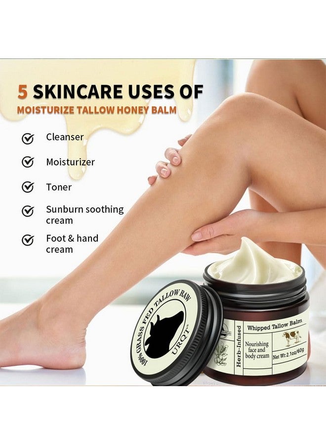 URQT BAISEN DIARY Beef Tallow For Skin - Natural Tallow and Honey Balm Face Moisturizer, Organic Grass-Fed Tallow, Deeply Nourishing Whipped Skin Balm for Face & Body, Moisturizing Cream for Dry Skin - Image 3