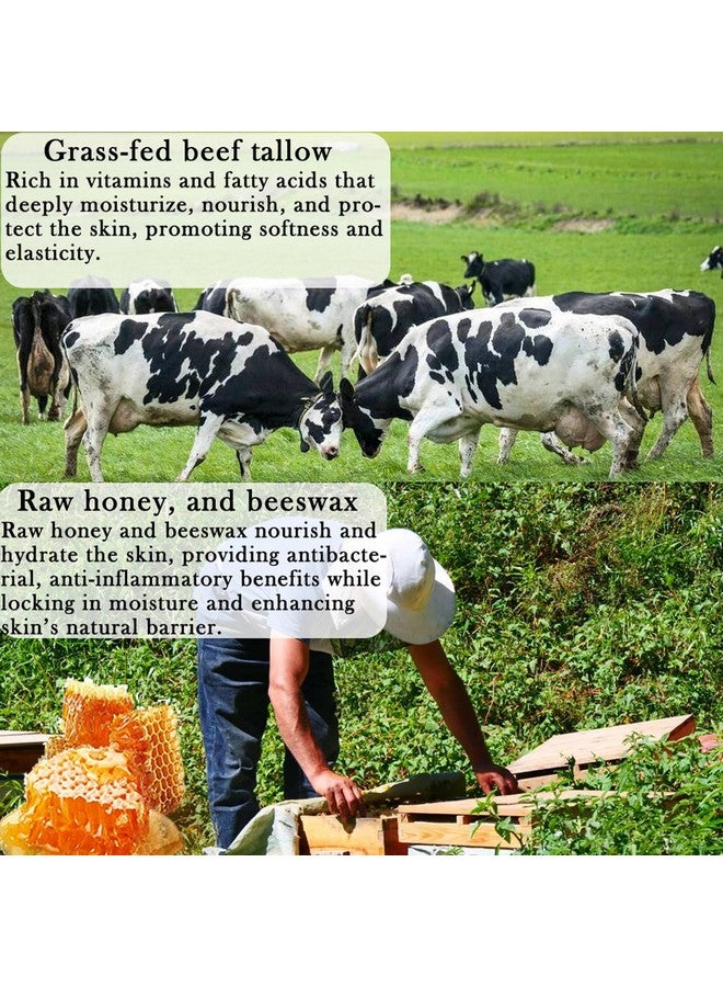 URQT BAISEN DIARY Beef Tallow For Skin - Natural Tallow and Honey Balm Face Moisturizer, Organic Grass-Fed Tallow, Deeply Nourishing Whipped Skin Balm for Face & Body, Moisturizing Cream for Dry Skin - Image 5