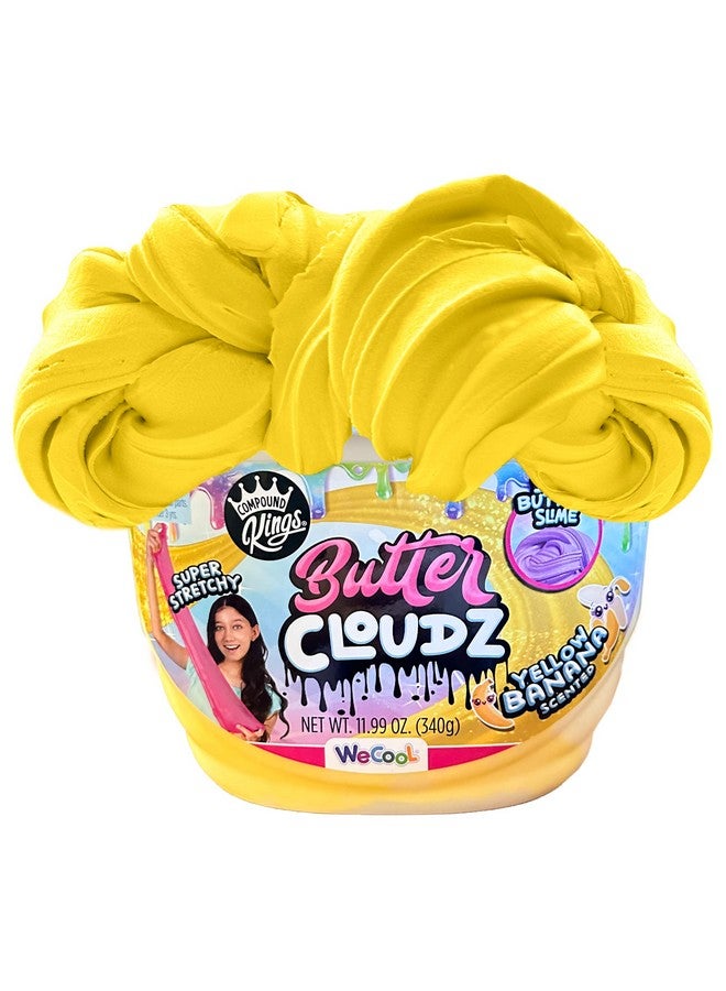 COMPOUND Kings Fluffy Butter Cloudz Compound Bucket For Girls & Boys | Sensory Toys | Non-Toxic & Non-Sticky | Stress Relieving Tactile | Yellow Banana Slime Gift - Image 1