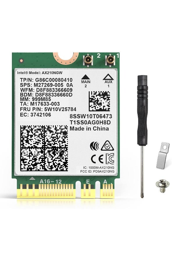 AX210NGW Wi-Fi 6E Card Bluetooth 5.3 Tri-Band 5400Mbps to 6GHz Network Adapter 802.11AX MU-MIMO Wireless Module Expand for Laptop, Support Windows 10/11 64bit, M.2/NGFF - Image 1