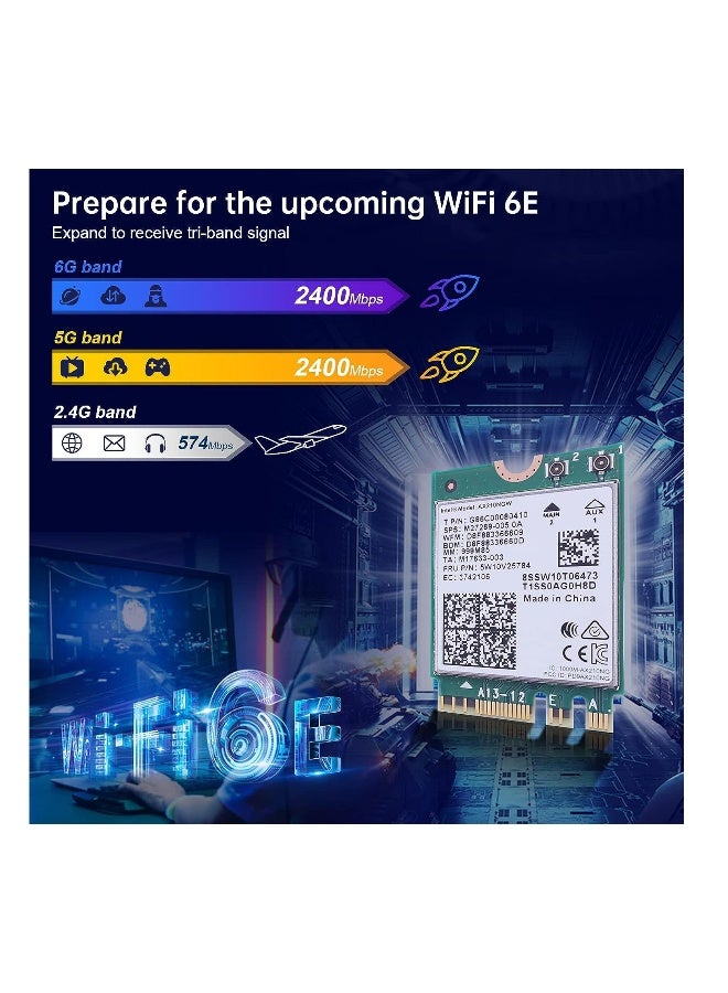 AX210NGW Wi-Fi 6E Card Bluetooth 5.3 Tri-Band 5400Mbps to 6GHz Network Adapter 802.11AX MU-MIMO Wireless Module Expand for Laptop, Support Windows 10/11 64bit, M.2/NGFF - Image 3