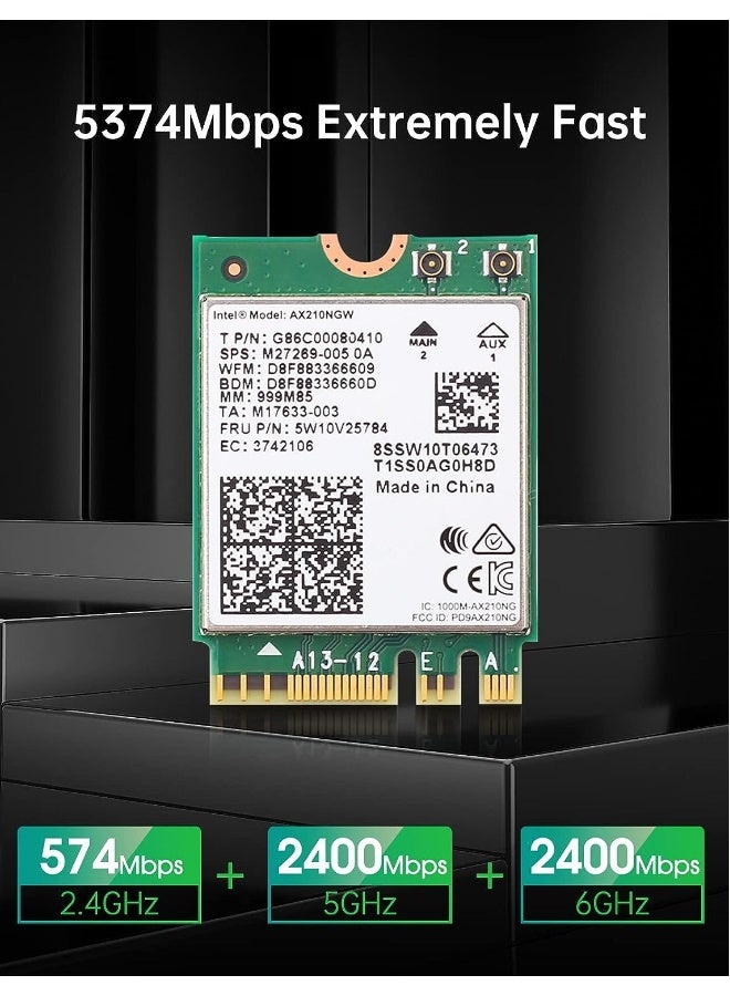 AX210NGW Wi-Fi 6E Card Bluetooth 5.3 Tri-Band 5400Mbps to 6GHz Network Adapter 802.11AX MU-MIMO Wireless Module Expand for Laptop, Support Windows 10/11 64bit, M.2/NGFF - Image 4