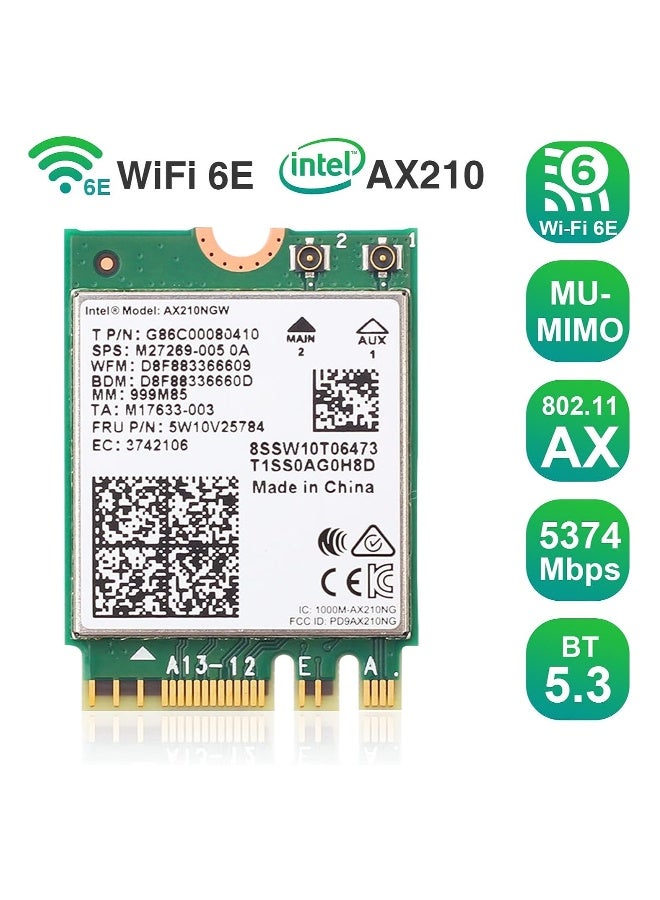 AX210NGW Wi-Fi 6E Card Bluetooth 5.3 Tri-Band 5400Mbps to 6GHz Network Adapter 802.11AX MU-MIMO Wireless Module Expand for Laptop, Support Windows 10/11 64bit, M.2/NGFF - Image 2