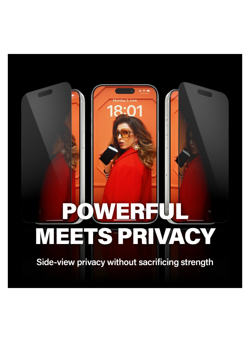 PanzerGlass - PanzerGlass™ Privacy Screen Protector for iPhone 15 Pro - Ultra-Wide Fit and scratch-resistant tempered glass iPhone screen and privacy protector - with mounting aid for easy installation - Image 1