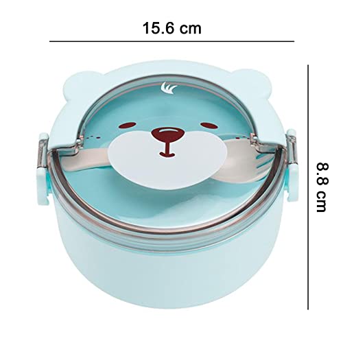 wolpin 1 Pc Lunch Box for Kids Leak Proof Tiffin Box for Boys, Girls, School & Office, Microwave Safe, Cartoon 800 ML Blue (Food Grade PP Plastic) - Image 5