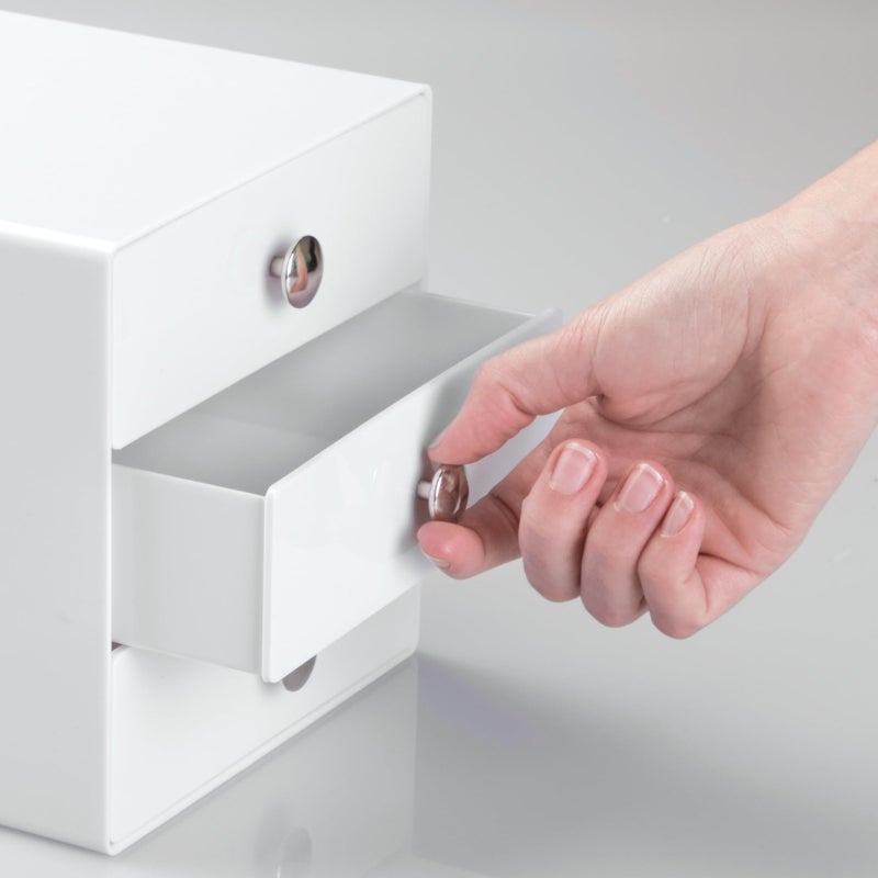 InterDesign iDesign 3-Drawer Plastic Vanity Organizer, Compact Storage Organization Drawers Set for Cosmetics, Dental Supplies, Hair Care, Bathroom, Dorm, Desk, Countertop, Office, 6.5" x 6.5" x 6.5", White - Image 5