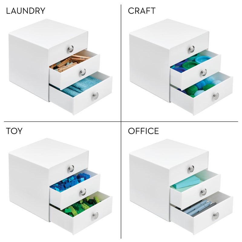 InterDesign iDesign 3-Drawer Plastic Vanity Organizer, Compact Storage Organization Drawers Set for Cosmetics, Dental Supplies, Hair Care, Bathroom, Dorm, Desk, Countertop, Office, 6.5" x 6.5" x 6.5", White - Image 4