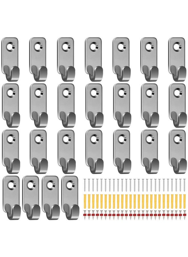 Sosation - 25 Pcs Wall Mount Hooks J Hooks For Hanging Mirror Hanging Hardware 304 Stainless Steel Mini J Hook For Hanging Art Heavy Duty Hanger With Screws For Picture Frames Wire Key Bag Silver - Image 1