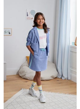 Tchibo Kids Girl Drawstring Stripe Mini Skirt, Light  Blue  - Image 1