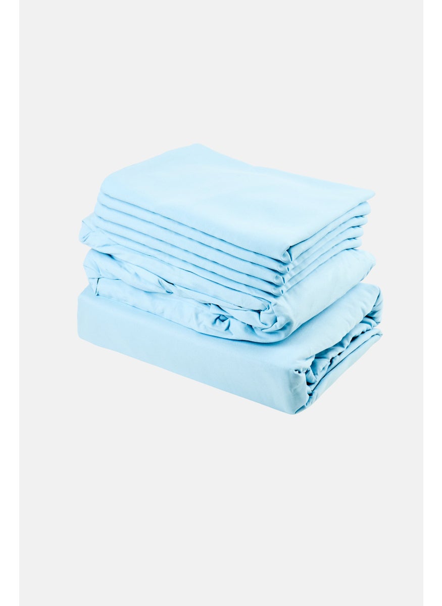U.S. Polo Assn. 6 Piece Double Brushed Solid Bedsheet Set, Light Blue  - Image 1