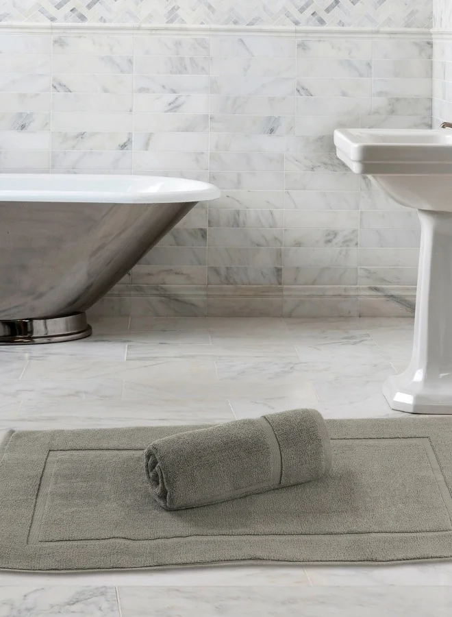 Bliss Casa Bath Mat 2-Pieces 1000 GSM Genuine Ring Spun 100% Cotton Highly Absorbent Cotton Grey 50x80cm