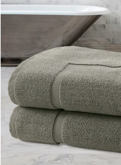 Bliss Casa Bath Mat 2-Pieces 1000 GSM Genuine Ring Spun 100% Cotton Highly Absorbent Cotton Grey 50x80cm