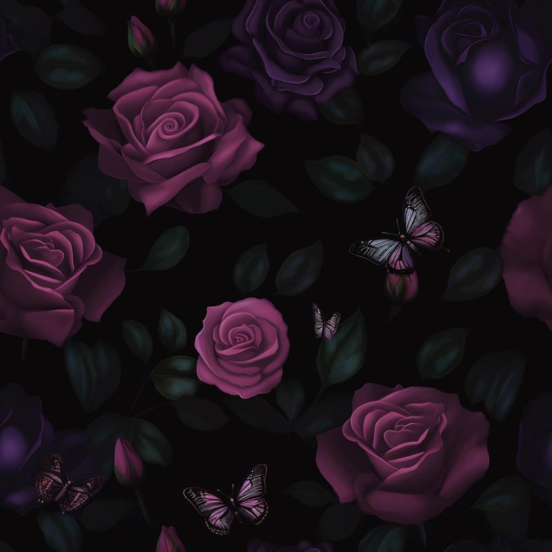 Laatse Drak Floral Wallpaper Peel and Stick Boho Wallpaper 17.5â€œx393â€ Purple Rose Contact Paper Waterproof Self-Adhesive Vintage Flowers Wall Paper for Bedroom Mural Shelf Liner Cabinet Decor - Image 1