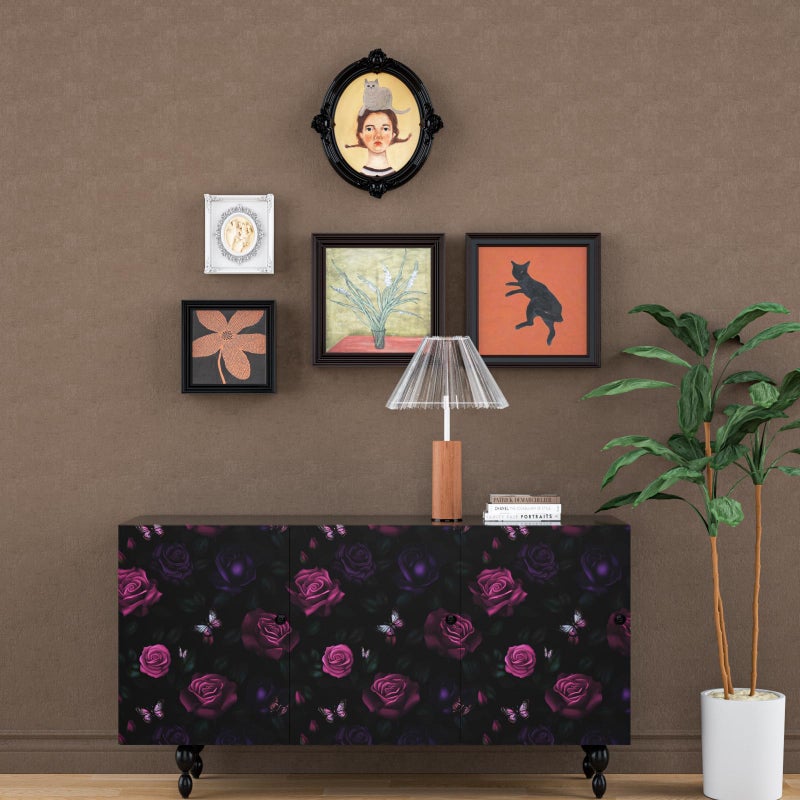 Laatse Drak Floral Wallpaper Peel and Stick Boho Wallpaper 17.5â€œx393â€ Purple Rose Contact Paper Waterproof Self-Adhesive Vintage Flowers Wall Paper for Bedroom Mural Shelf Liner Cabinet Decor - Image 2