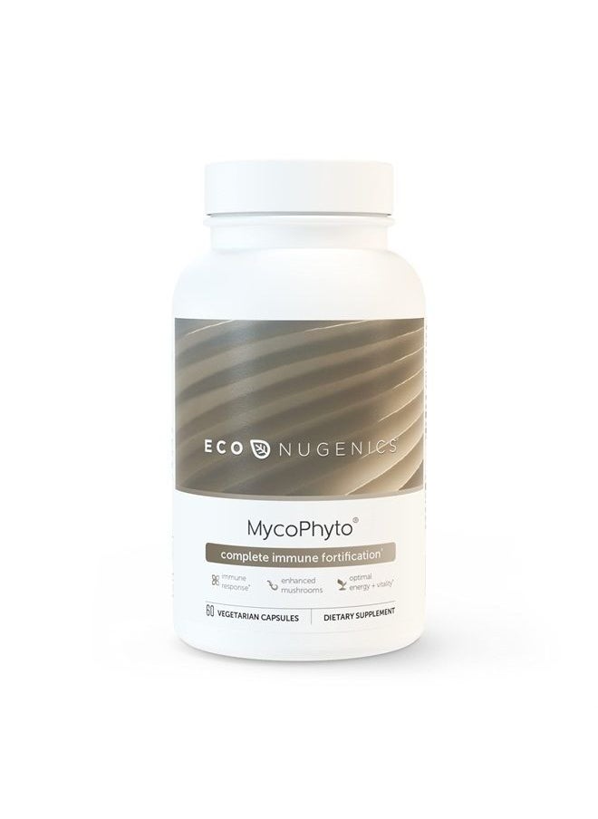 EcoNugenics - MycoPhyto Complex - 60 Capsules - Immune System Support Mushroom Blend Supplement Reishi, Turkey Tail, Cordyceps, Maitake, Agaricus, Umbellatus- Cardio, Liver & Nootropic Brain Support - Image 1