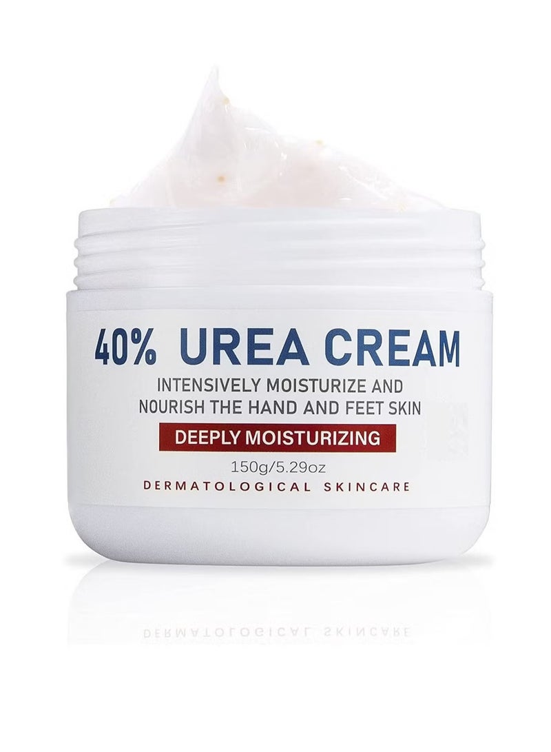 Kanza كريم يوريا 40% للأقدام المتشققة واليدين 150 جرام كريم اليد مزيل مسامير القدم كريم القدم لتشقق كعب القدم والمرفقين والأظافر والركبتين ومرطب البشرة وغسول اليوريا مع أقصى قدر من القوة للرجال والنساء - Image 1