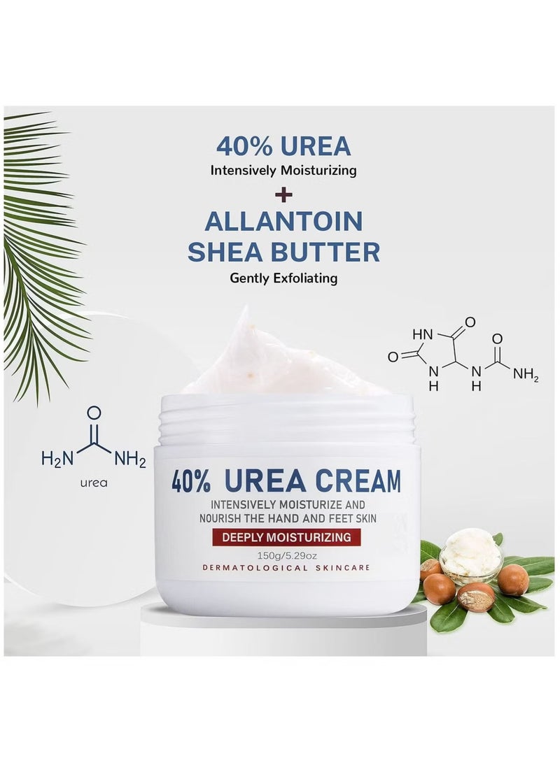 Kanza كريم يوريا 40% للأقدام المتشققة واليدين 150 جرام كريم اليد مزيل مسامير القدم كريم القدم لتشقق كعب القدم والمرفقين والأظافر والركبتين ومرطب البشرة وغسول اليوريا مع أقصى قدر من القوة للرجال والنساء - Image 4