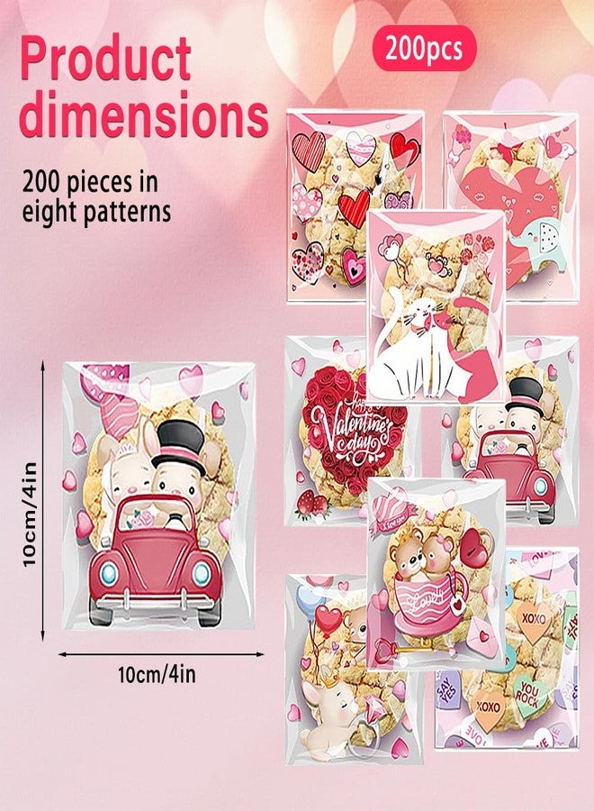 Colodeol 200 PCS Small valentines day Cellophane Treat Bag,valentines Clear Self Adhesive Candy Bags,Plastic Cookie Bags Goodie Bags for Party Favor Supplies - Image 2