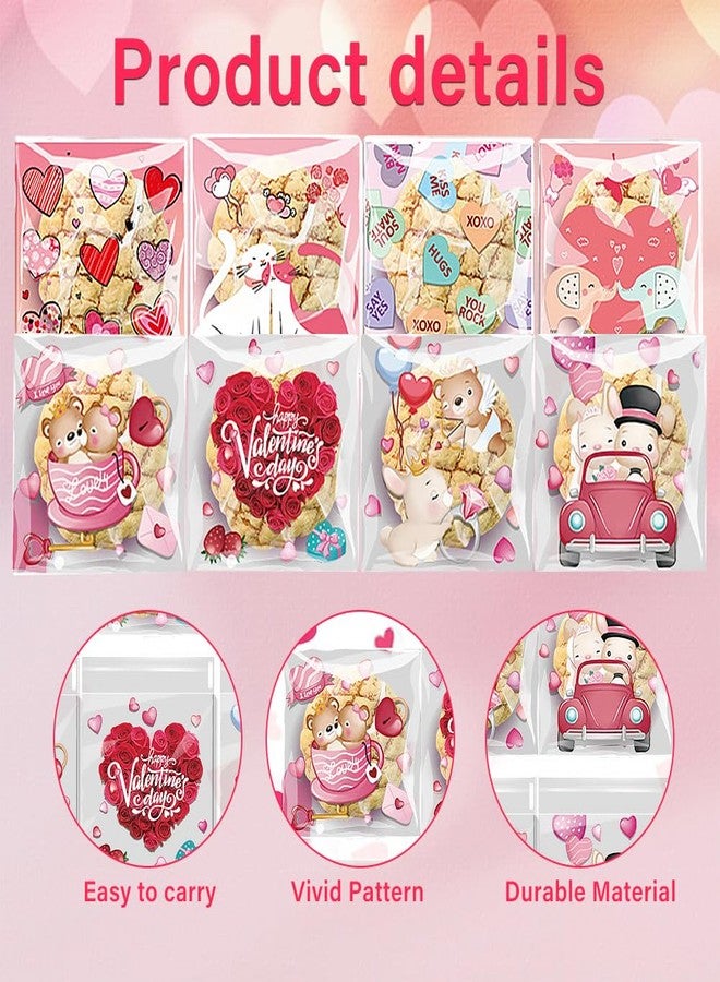 Colodeol 200 PCS Small valentines day Cellophane Treat Bag,valentines Clear Self Adhesive Candy Bags,Plastic Cookie Bags Goodie Bags for Party Favor Supplies - Image 3
