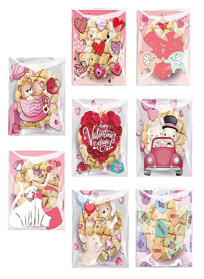 Colodeol 200 PCS Small valentines day Cellophane Treat Bag,valentines Clear Self Adhesive Candy Bags,Plastic Cookie Bags Goodie Bags for Party Favor Supplies - Image 1