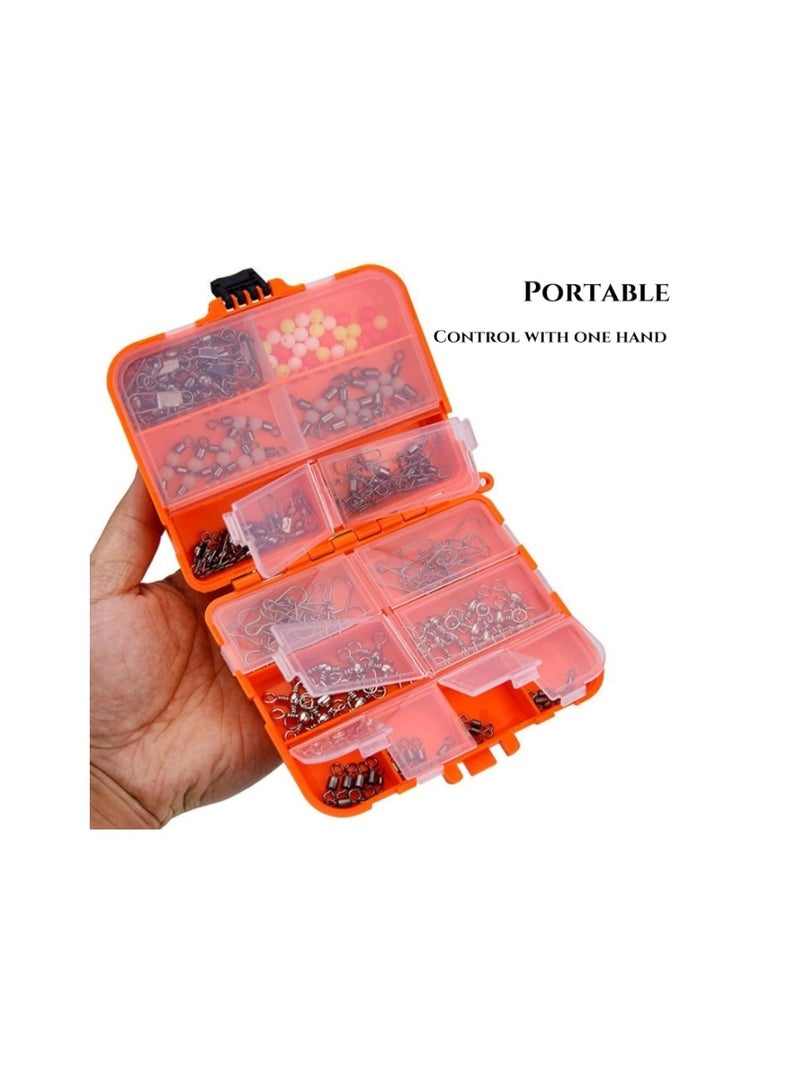 POSICHE 257Pcs Complete Fishing Accessories Kit, Including Swivels, Snaps, Hooks, Jig Heads, Sinker Weights, Floats, Beads & Adjustable Tackle Box - Image 4