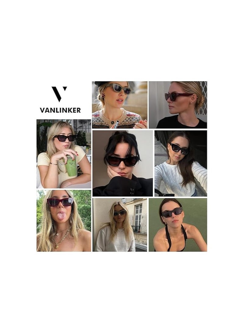 VANLINKER Retro Rectangle Polarized Sunglasses for Womens Men Trendy Classic Sunnies VL9772 - Image 2