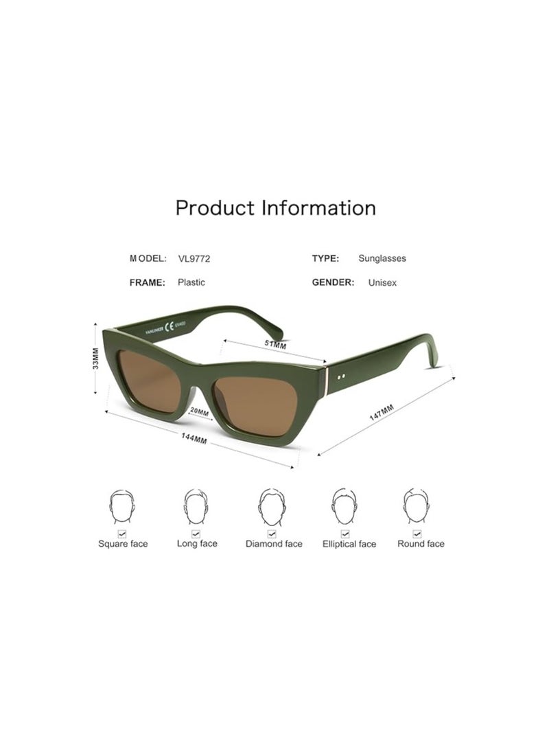 VANLINKER Retro Rectangle Polarized Sunglasses for Womens Men Trendy Classic Sunnies VL9772 - Image 5