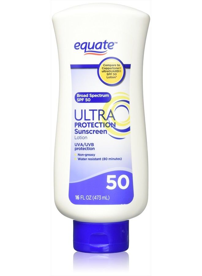Equate Ultra Protection Sunscreen SPF 50 16oz Compare to Coppertone SPF 50 Lotion - Image 1