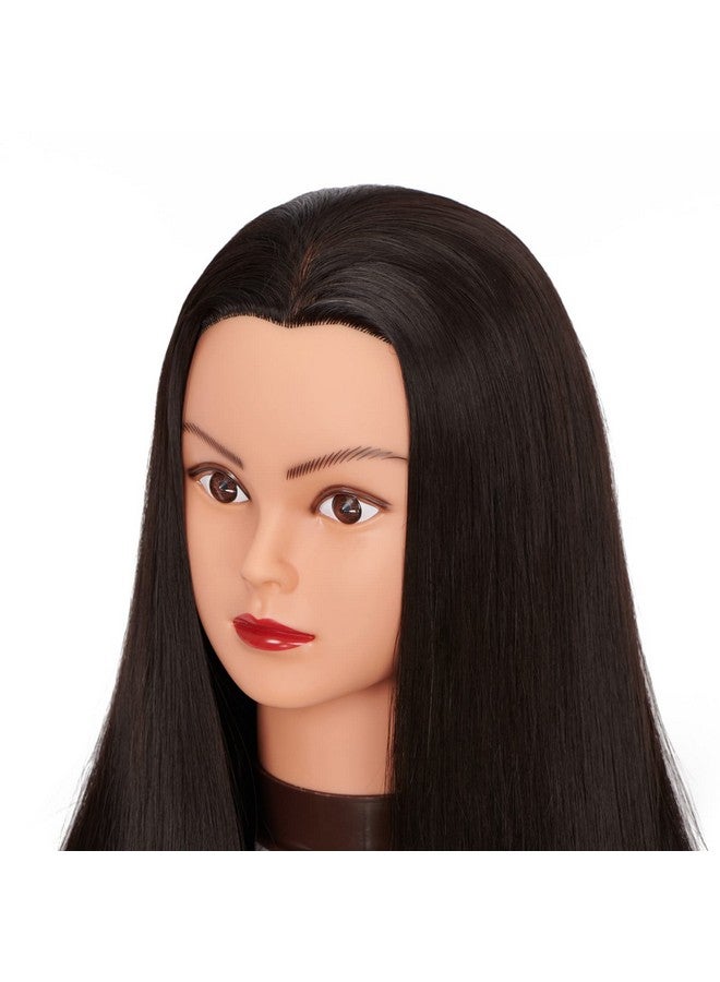Hairingrid 26"-28" Mannequin Head Hair Styling Training Head Manikin Cosmetology Doll Head Synthetic Fiber Hair and Free Clamp Holder (Black-) - Image 3